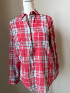 J. Crew The Perfect Shirt in Red and Light Blue Plaid